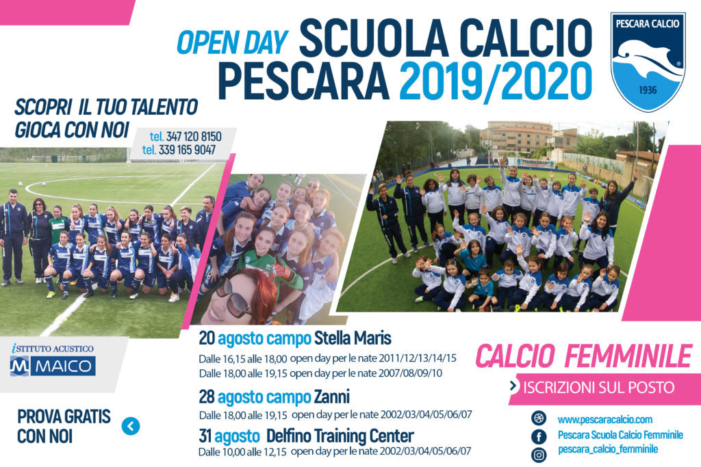 Tornano gli OPEN DAY Scuola Calcio Pescara femminile ...